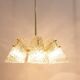 J.T. Kalmar Lustre in Brass, with Textured Glass Shade in Cone Shape, Austria, 1950