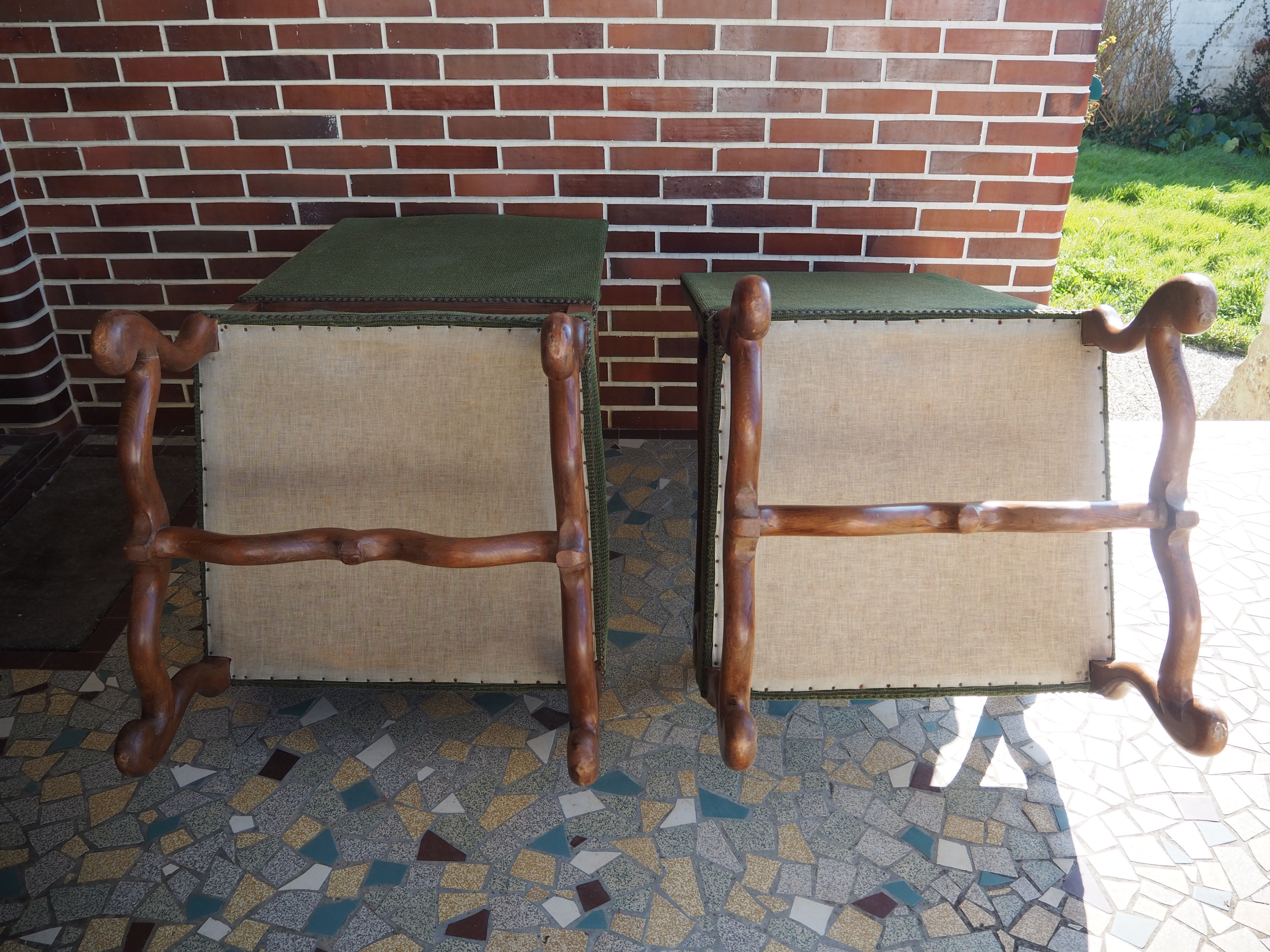 A pair of Louis XIII-style sheep bones armchairs