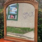 Art Deco mirror in carved arch renovated in solid raw oak wood
