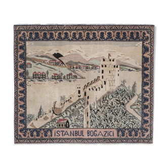 Handknotted istanbul bogazici bridge pictorial rug 4'3'' x 5'1''