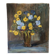 Oil on canvas, bouquet of yellow and blue flowers, mid-20th century.