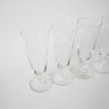 Set of 6 champagne flutes engraved 1960