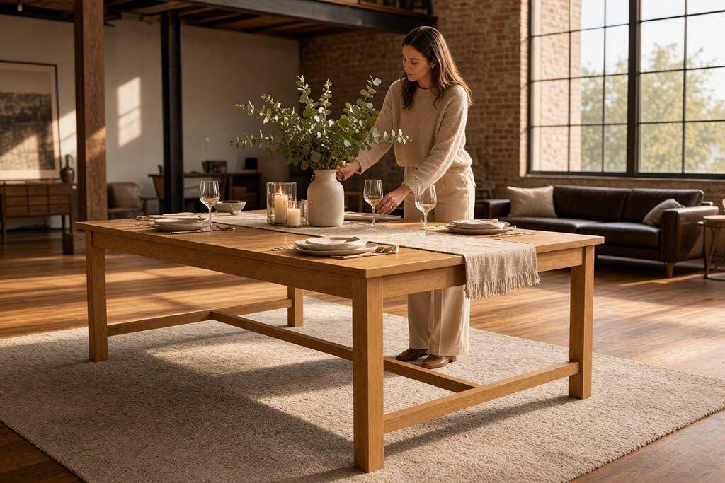 Table vintage XL en bois massif / table à manger / table de travail