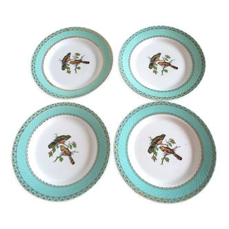 4 assiettes à dessert oiseaux