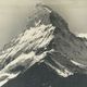 Old photo in black and white artistic mountain in golden frame
