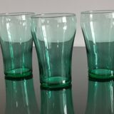 5 old vintage emerald green glasses