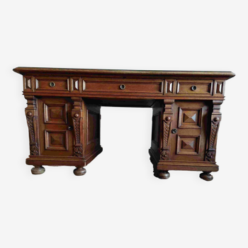 Directory desk Victorian English style presidential ministerial two sides 150 cm solid oak