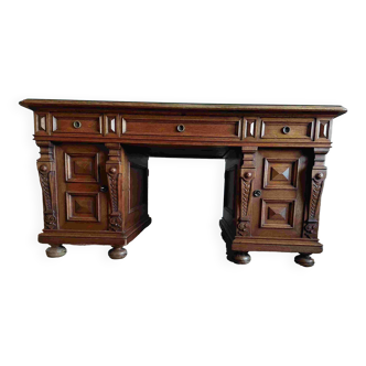 Directory desk Victorian English style presidential ministerial two sides 150 cm solid oak