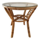 Table basse vintage en rotin et verre
