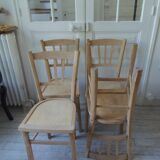 4 vintage bistro chairs in waxed beech.