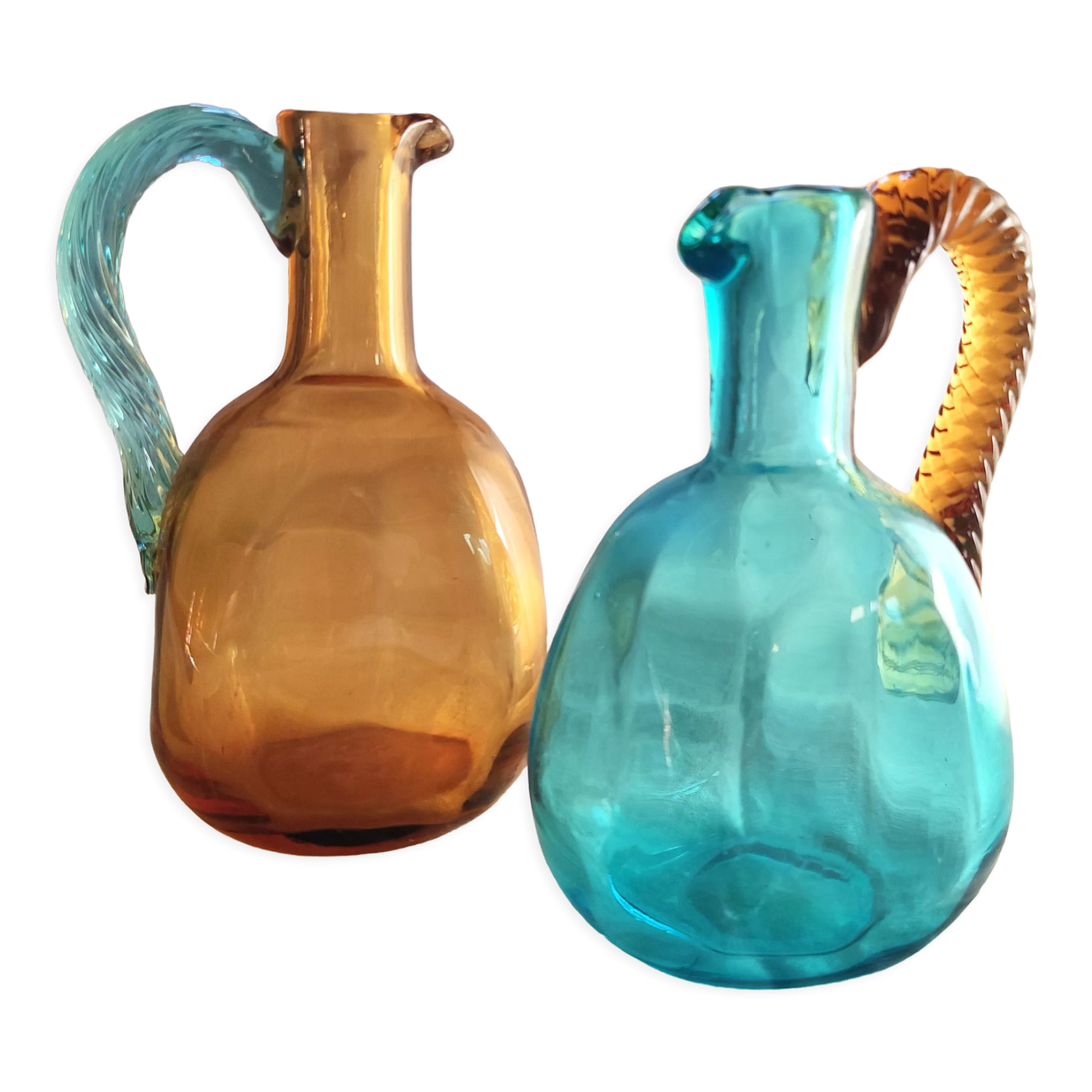 2 antique glass pitchers Georges Sand