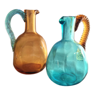 2 antique glass pitchers Georges Sand