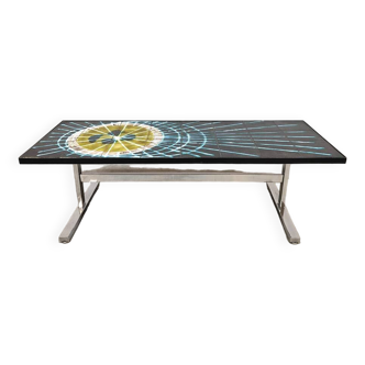 Vintage design ceramic tile coffee table 'Art'