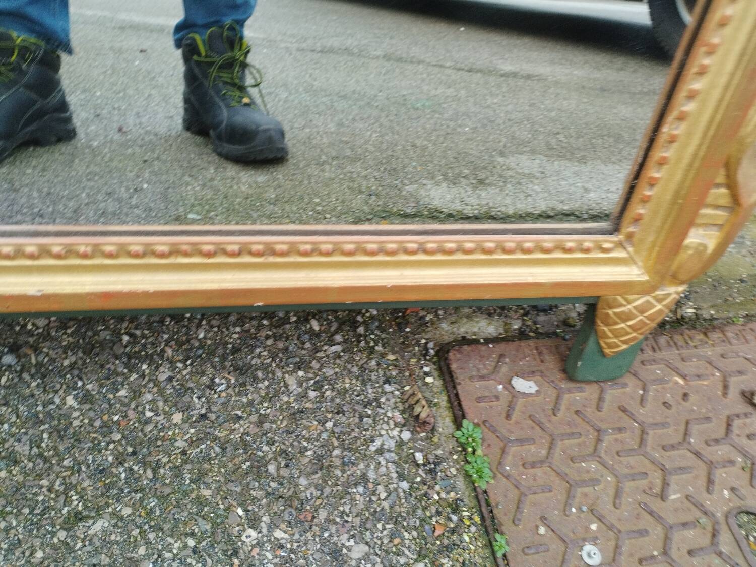 Antique gilded wooden mirror in Louis XVI style