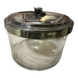 Crystal and silver-plated biscuit jar