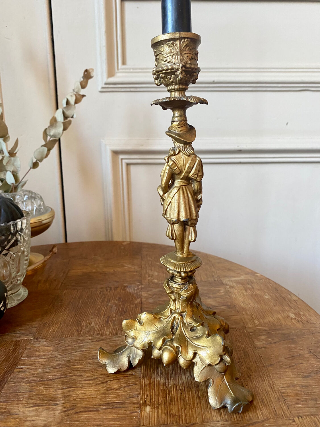 Late 19th century spelter candle holder