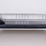 Restored black bauhaus sofa, high-quality leather, chrome-plated steel, 1930s