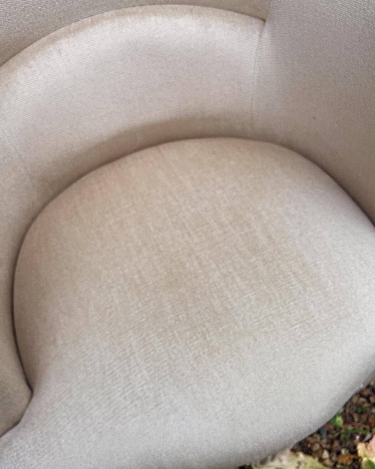 Old toad armchair in beige velvet