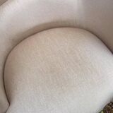 Old toad armchair in beige velvet
