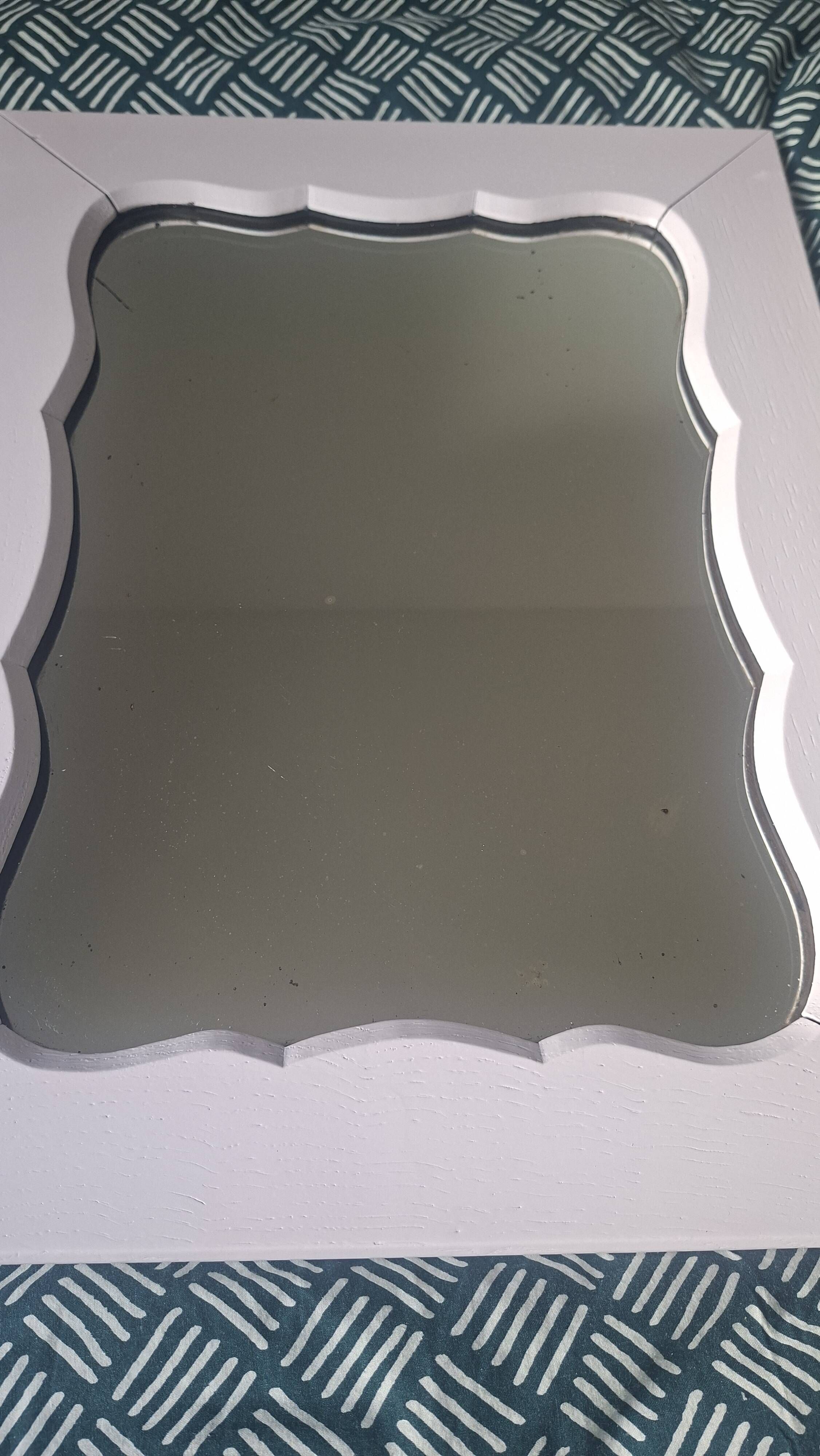 Miroir mural rectangulaire Milieu XX's cadre Rose Poudrée