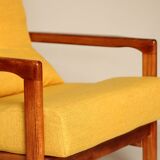 Paire de fauteuils scandinaves vintage en curry jaune rembourrage fauteuil coussin salon ambre