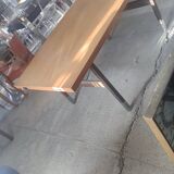 Dining table with extensions in walnut and mahogany and chrome around 1960