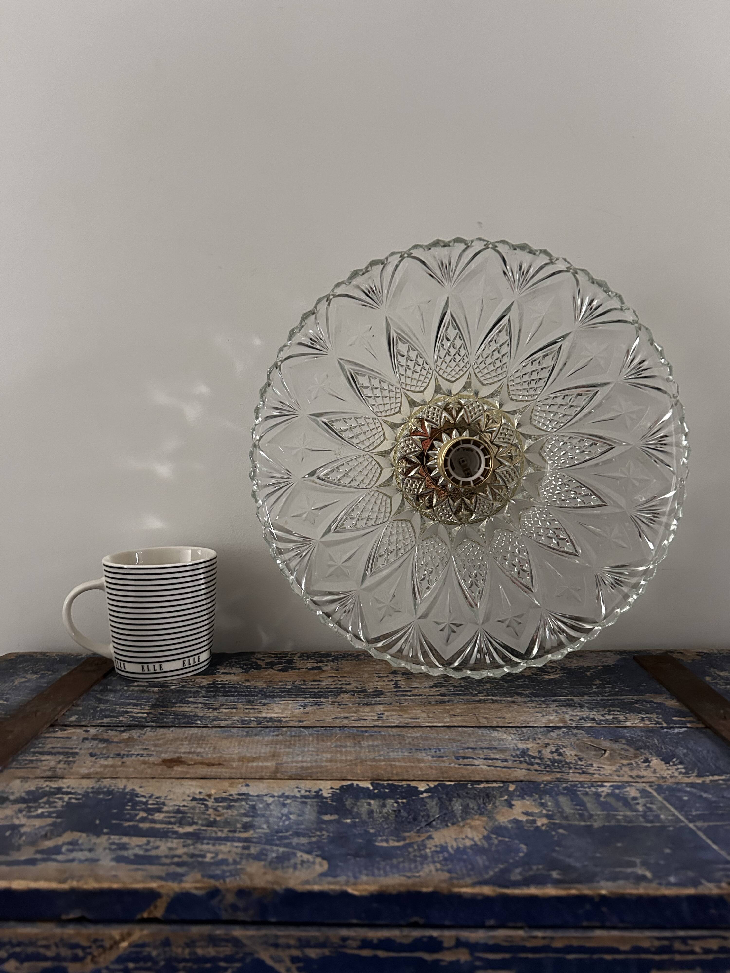 Large vintage chiseled glass wall light