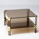 Hollywood Regency coffee table in smoked glass – Modular brass construction