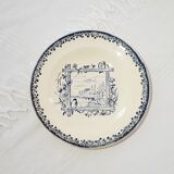 Mismatched lot of 4 flat plates of different earthenware factories, iron earth. Gien, Sarreguemines