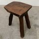 Ensemble table basse et tabourets brutaliste en pin noirci 1960
