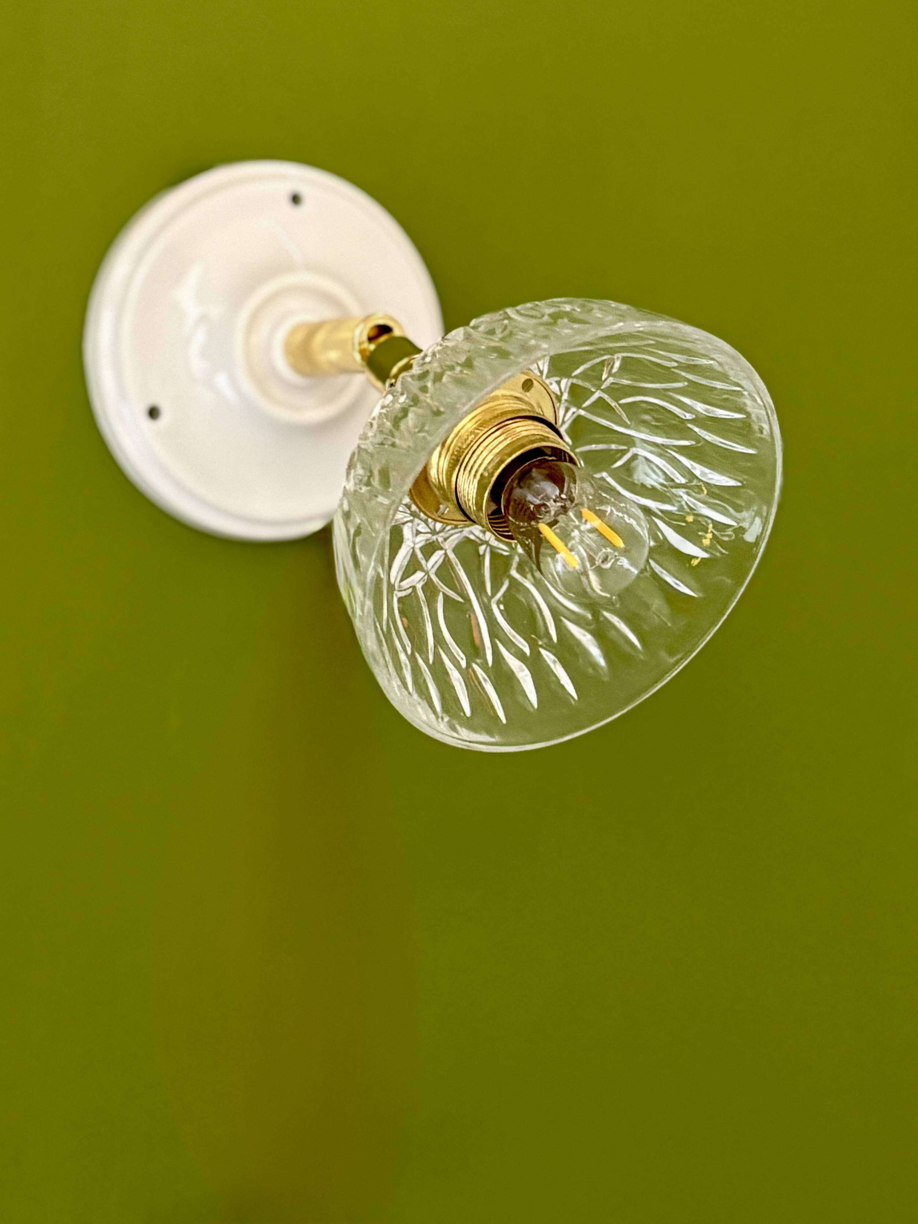 Vintage moulded glass lampshade - tableware collection -