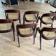 Baumann oval extendable dining room table and 6 Baumann Sled chairs known as gondola