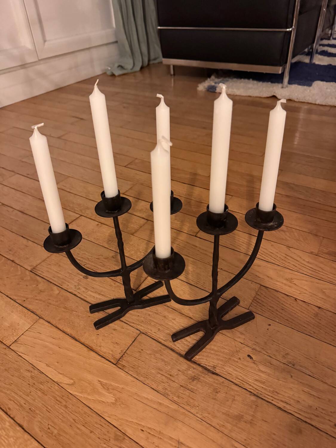 Brutalist pair of candlesticks