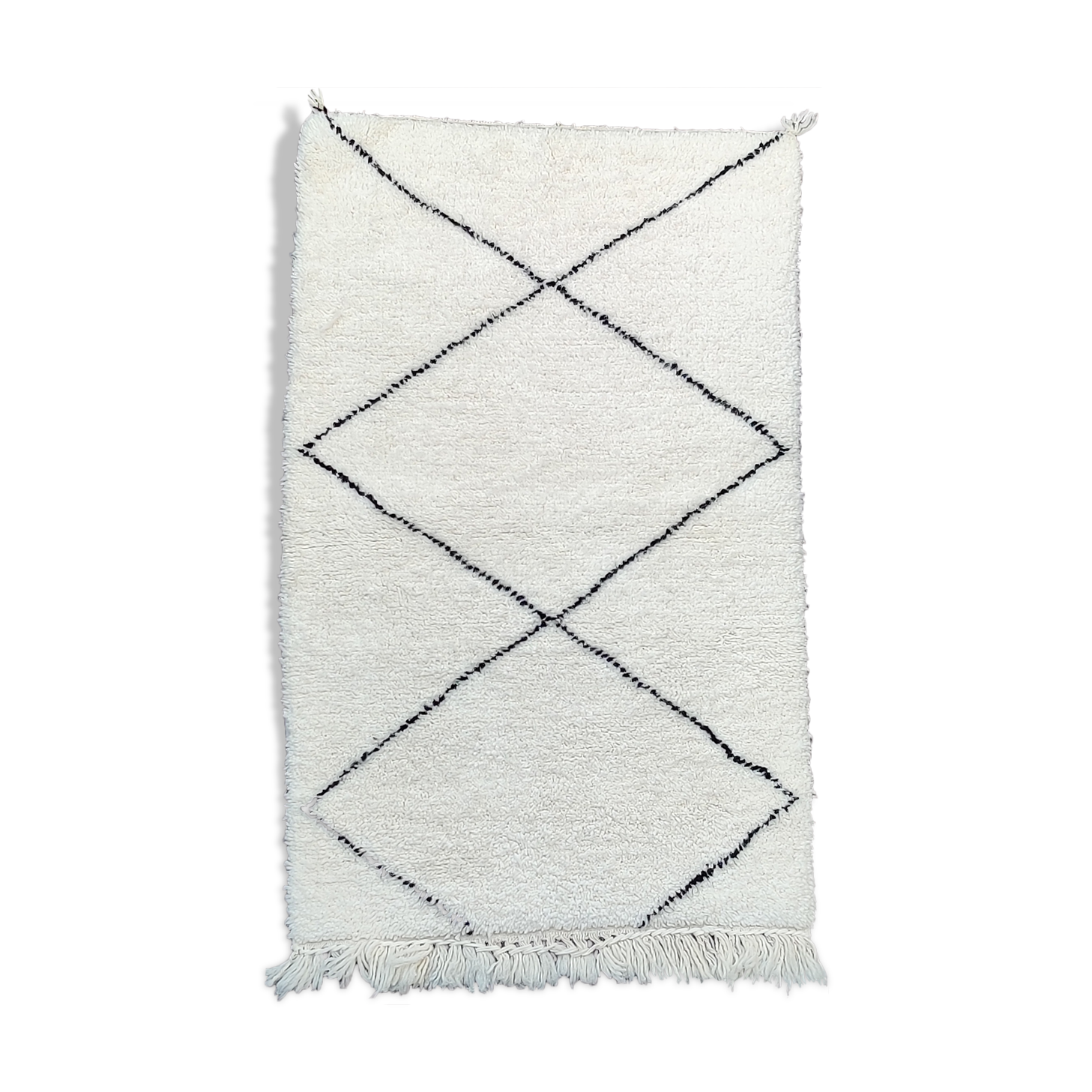Tapis marocain berbère fait main blanc et noir 90x145 cm