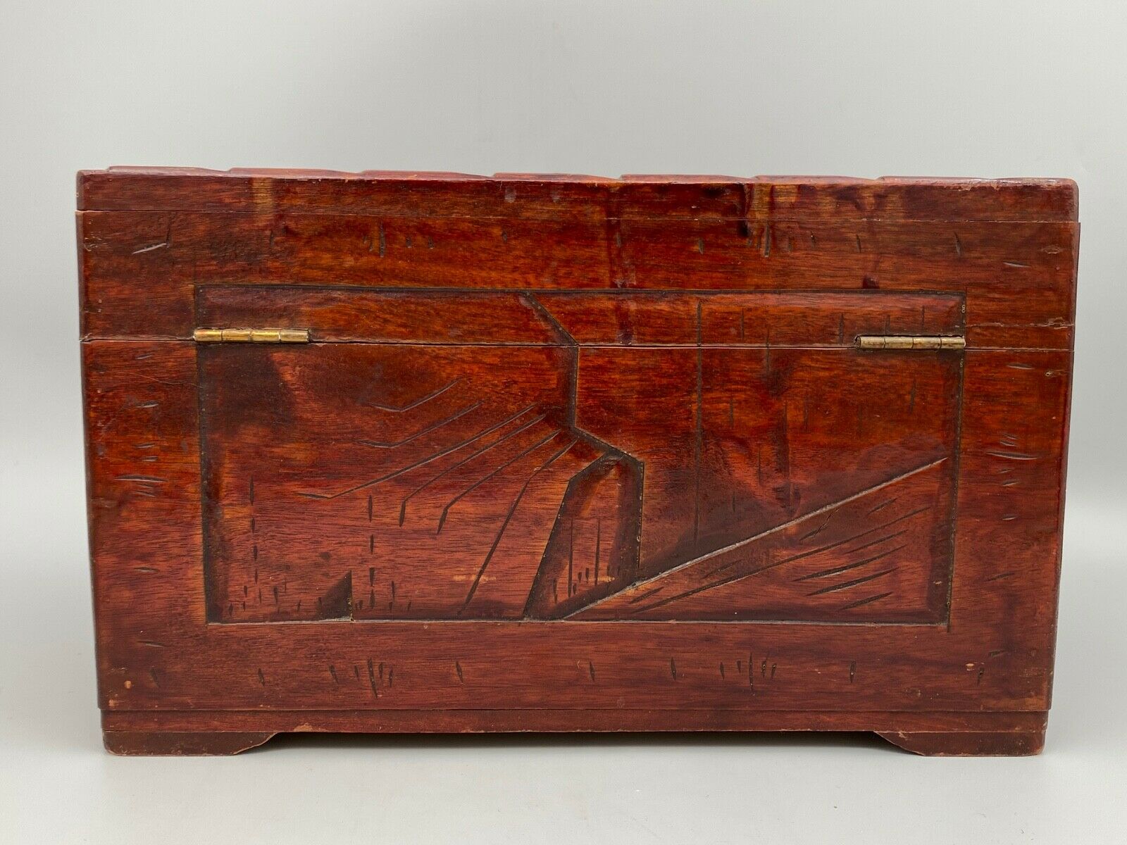 Wooden box carved china pagoda decoration