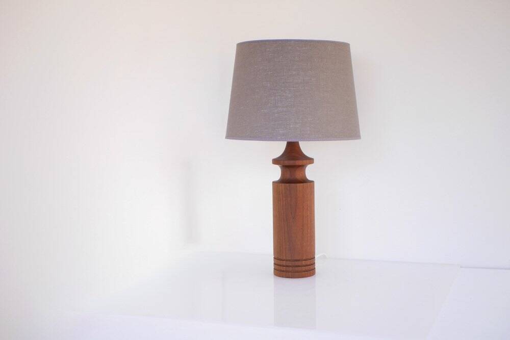 Large mid-century modern Danish teak table lamp
