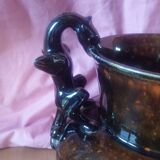 Vase en céramique émaillée de style Sarreguemines