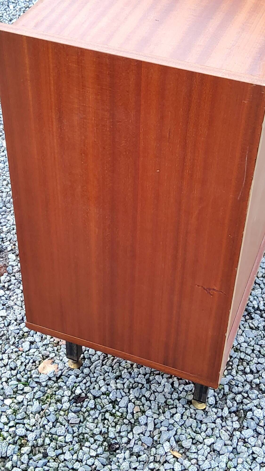 Pair of vintage mahogany sideboards with square metal legs from the 60s