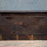 Antique carved wooden chest with gilded brass – Orient / 19th century