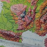 Old MDI map France geology and relief J.Bertin.