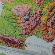 Old MDI map France geology and relief J.Bertin.