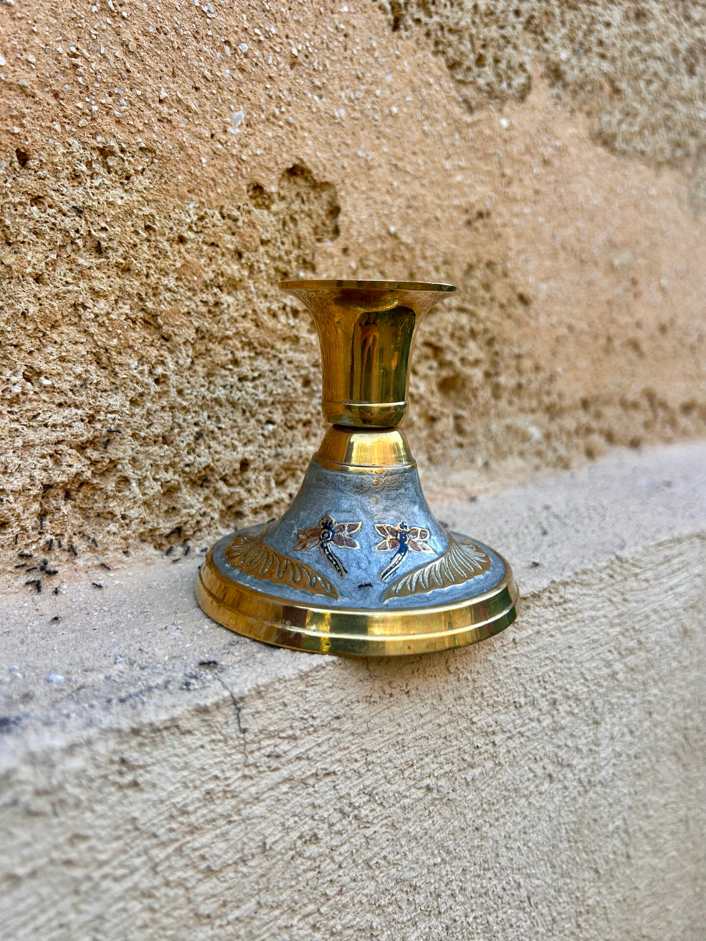 Golden brass candlestick