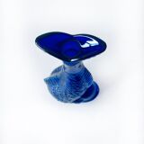 Blue glass fish vase