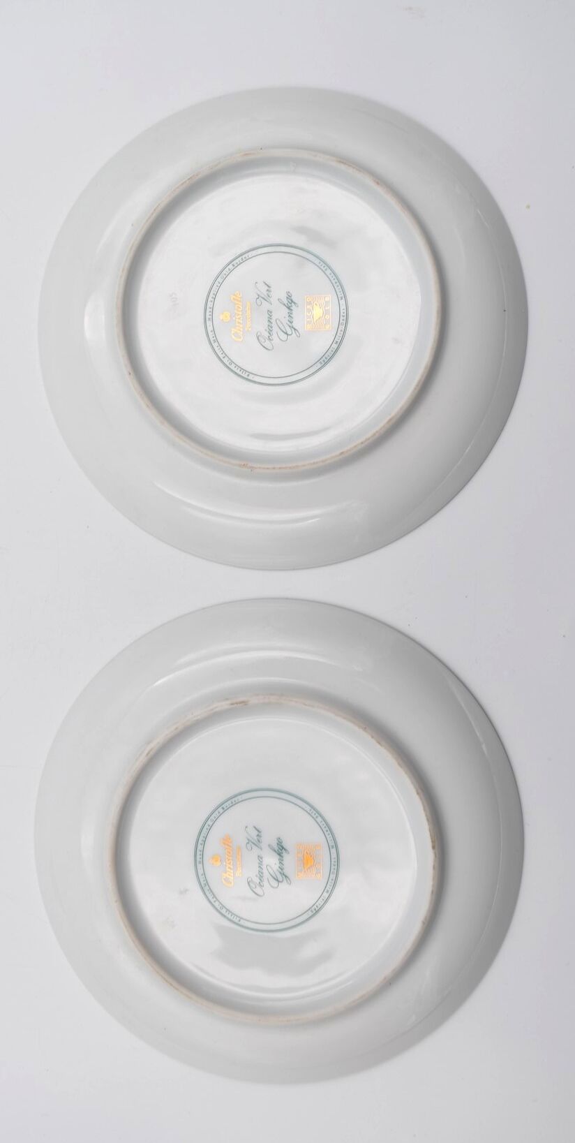 2 cups Christofle Oceana Green Ginkgo porcelain