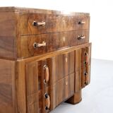 Art deco italian chest of drawers in walnut burl 1930