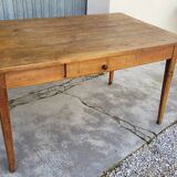 Old rustic farm table, one drawer - 1m30