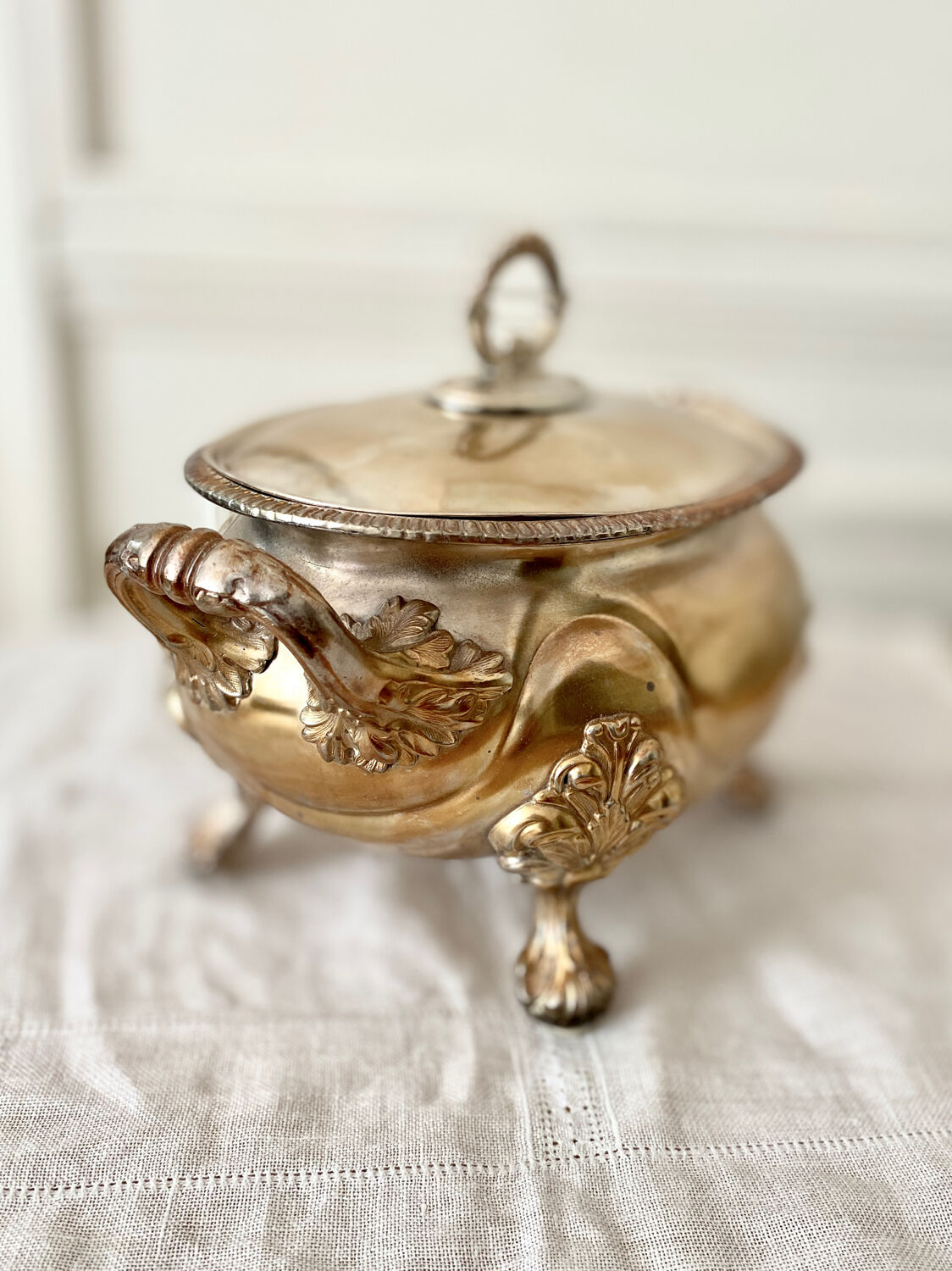 Silver metal tureen