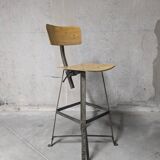 Chaise haute d'atelier Bienaise, chaise industrielle vintage
