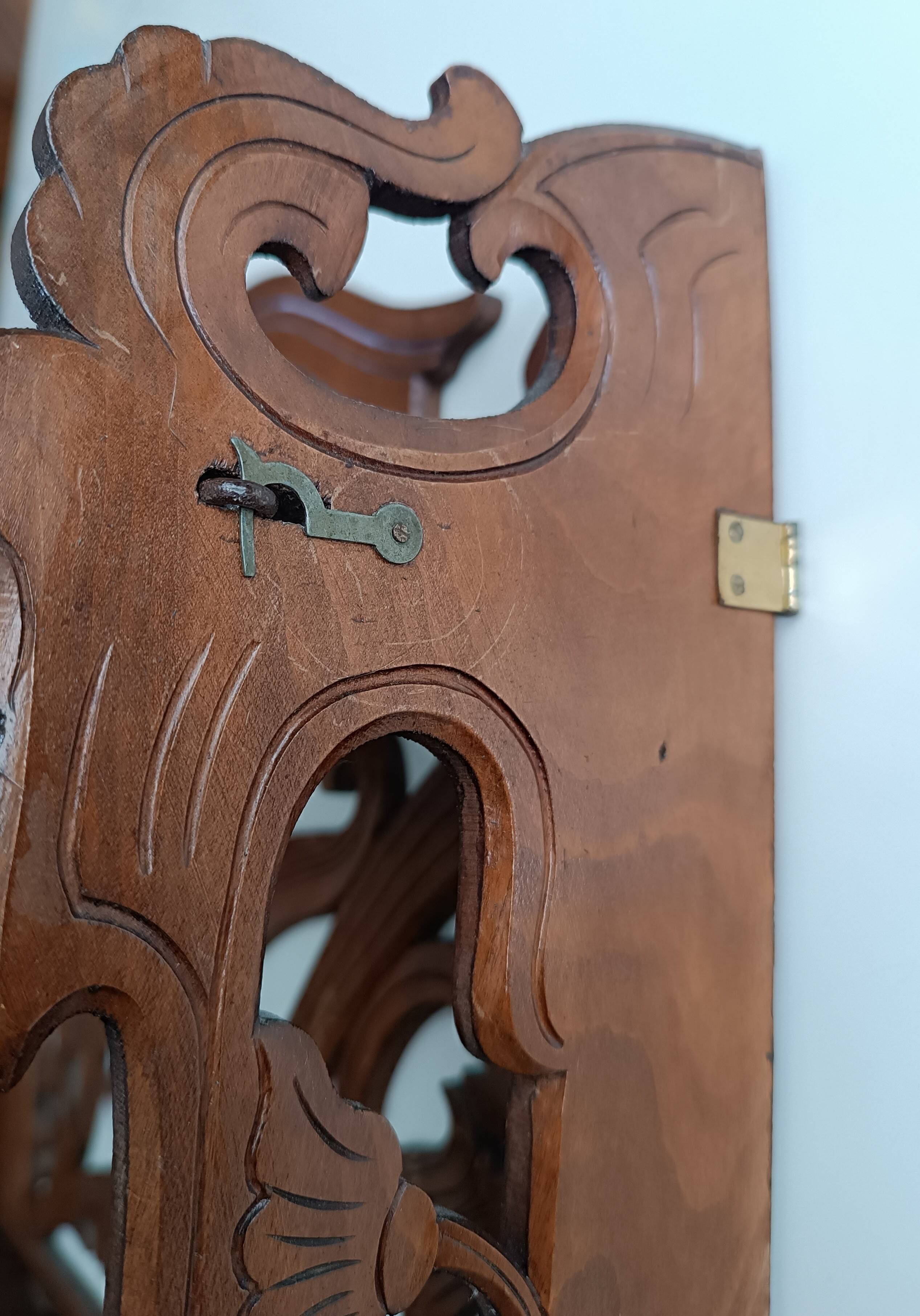 Art Nouveau openwork wooden shelf