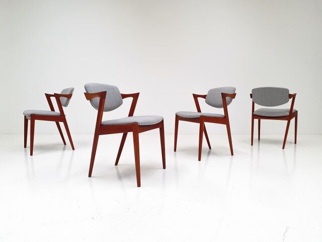 Kai Kristiansen model 42 teak dining chairs for Schou Andersen 1960